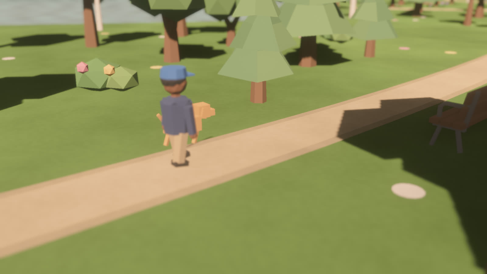 A resident walking along a gravel path in a leafy park